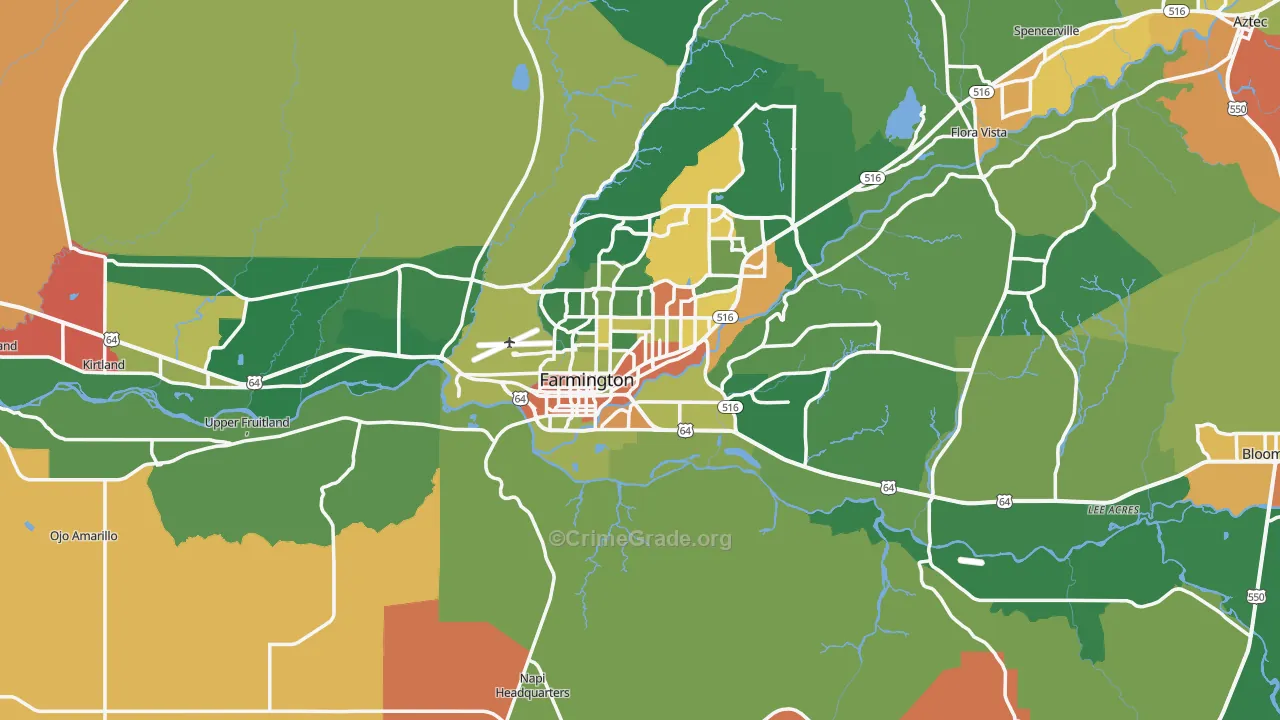 87401, NM Map of Drug-Related Crime Rates