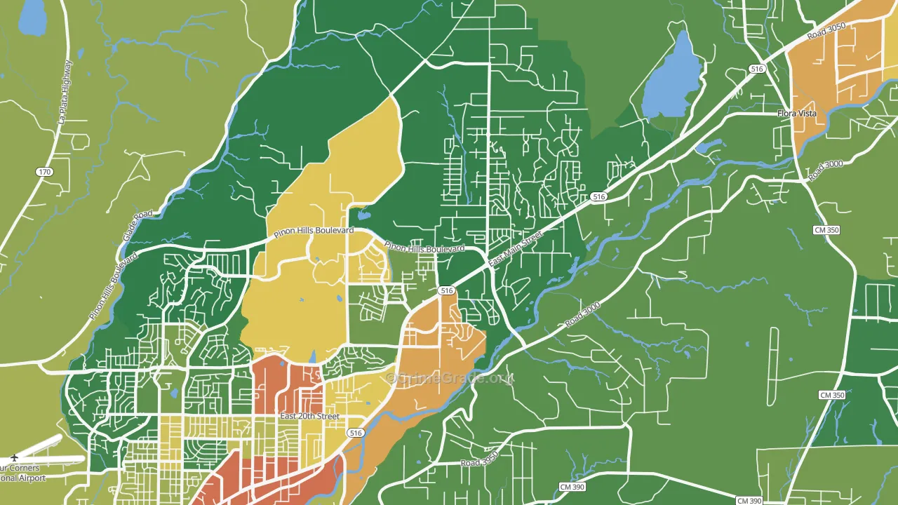 87402, NM Map of Drug-Related Crime Rates