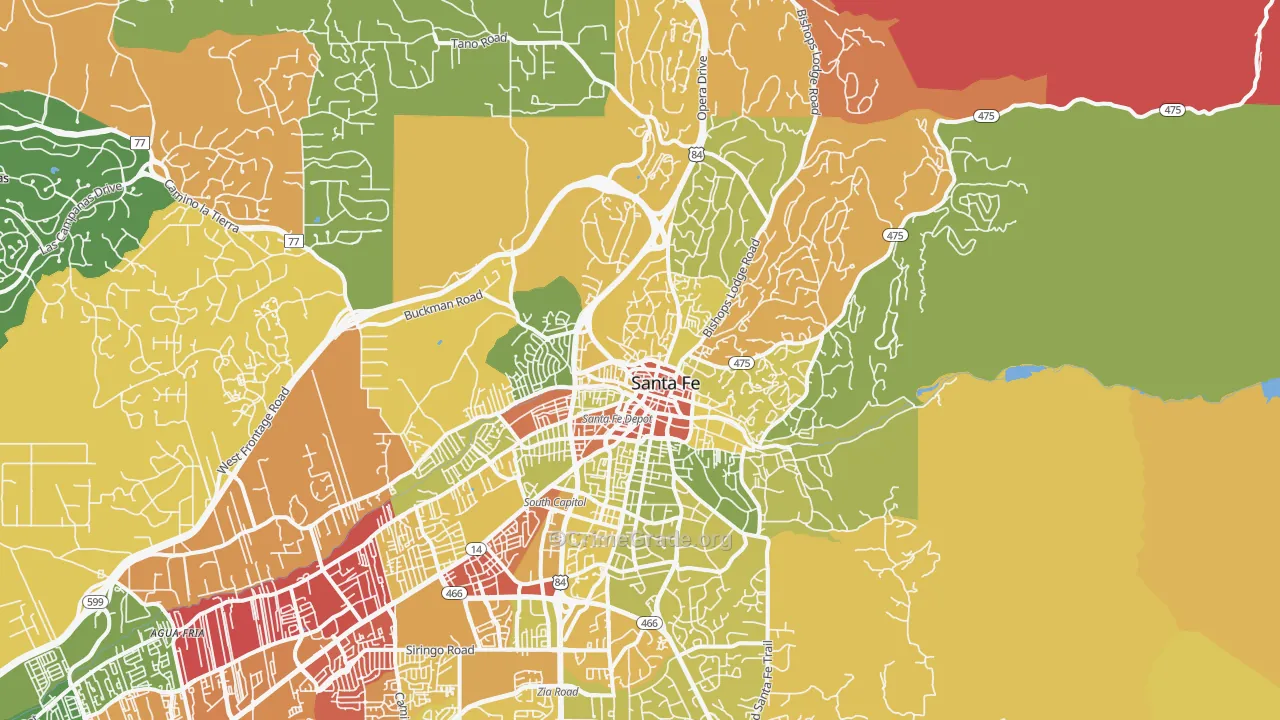 87501, NM Map of Drug-Related Crime Rates