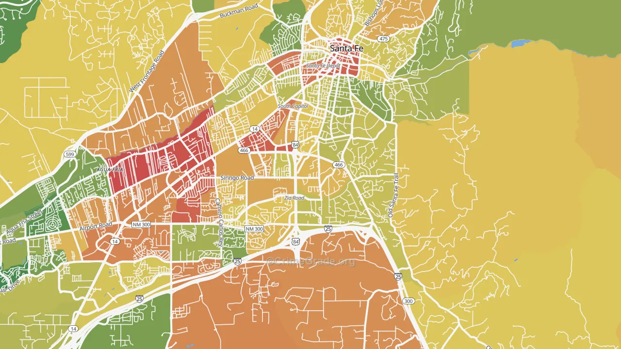 87505, NM Map of Drug-Related Crime Rates
