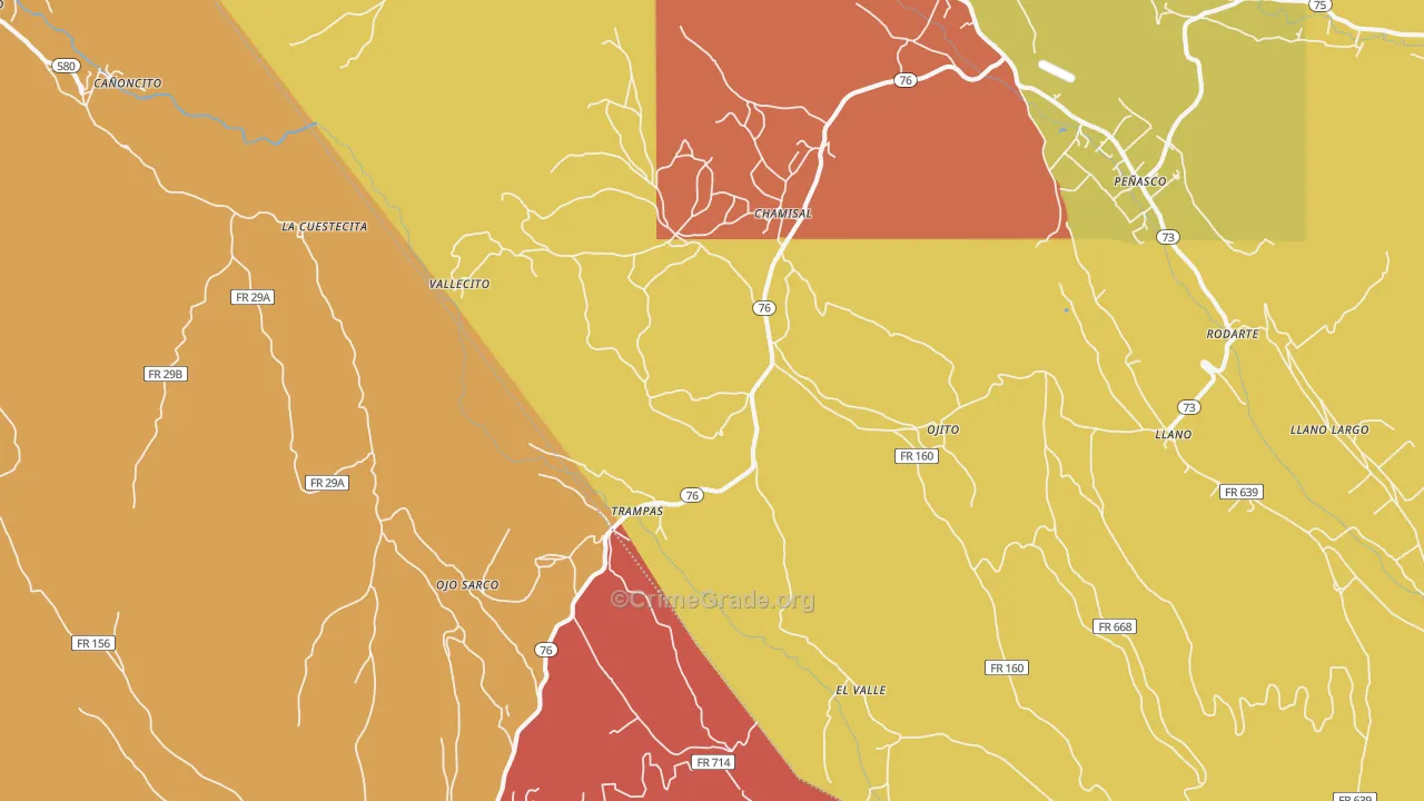 87521, NM Map of Drug-Related Crime Rates