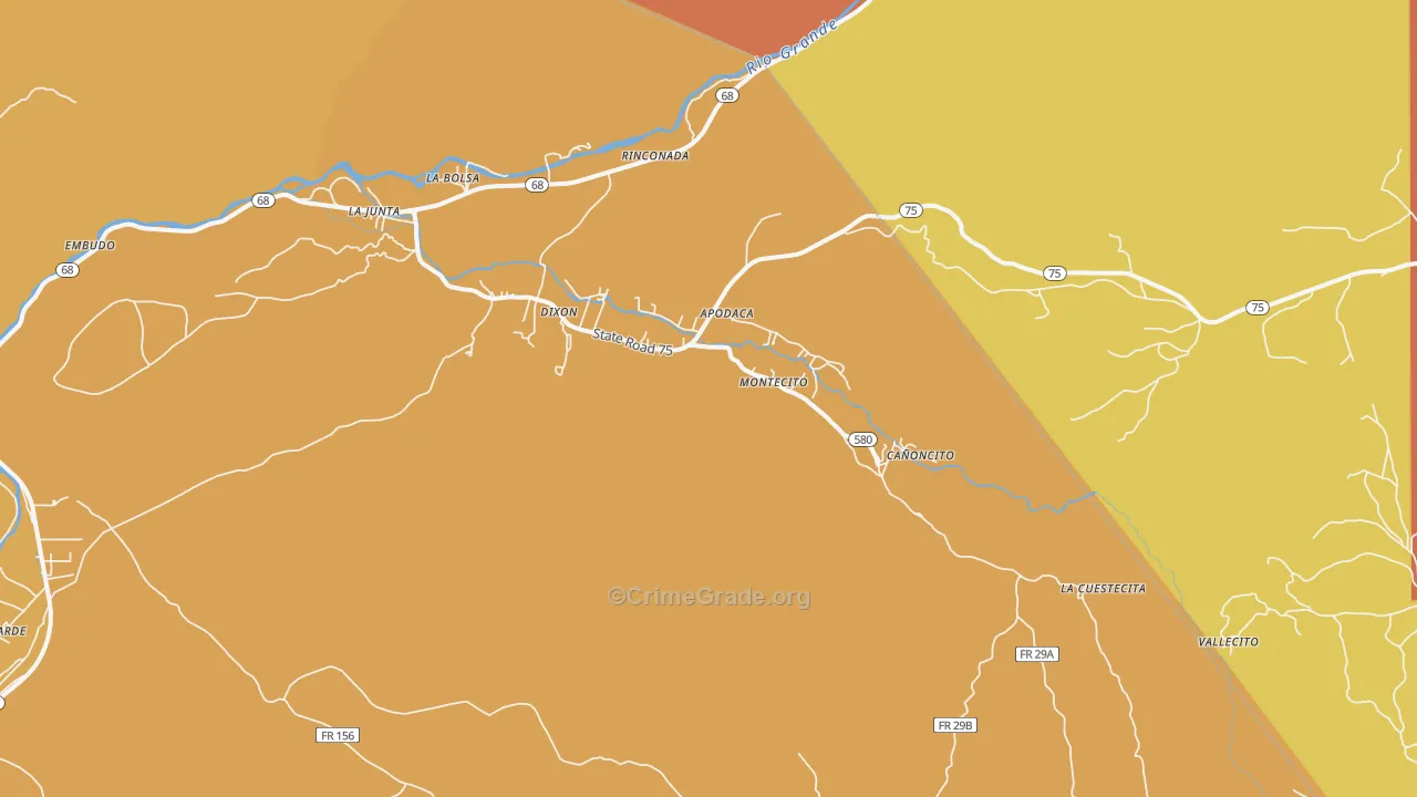 87527, NM Map of Drug-Related Crime Rates