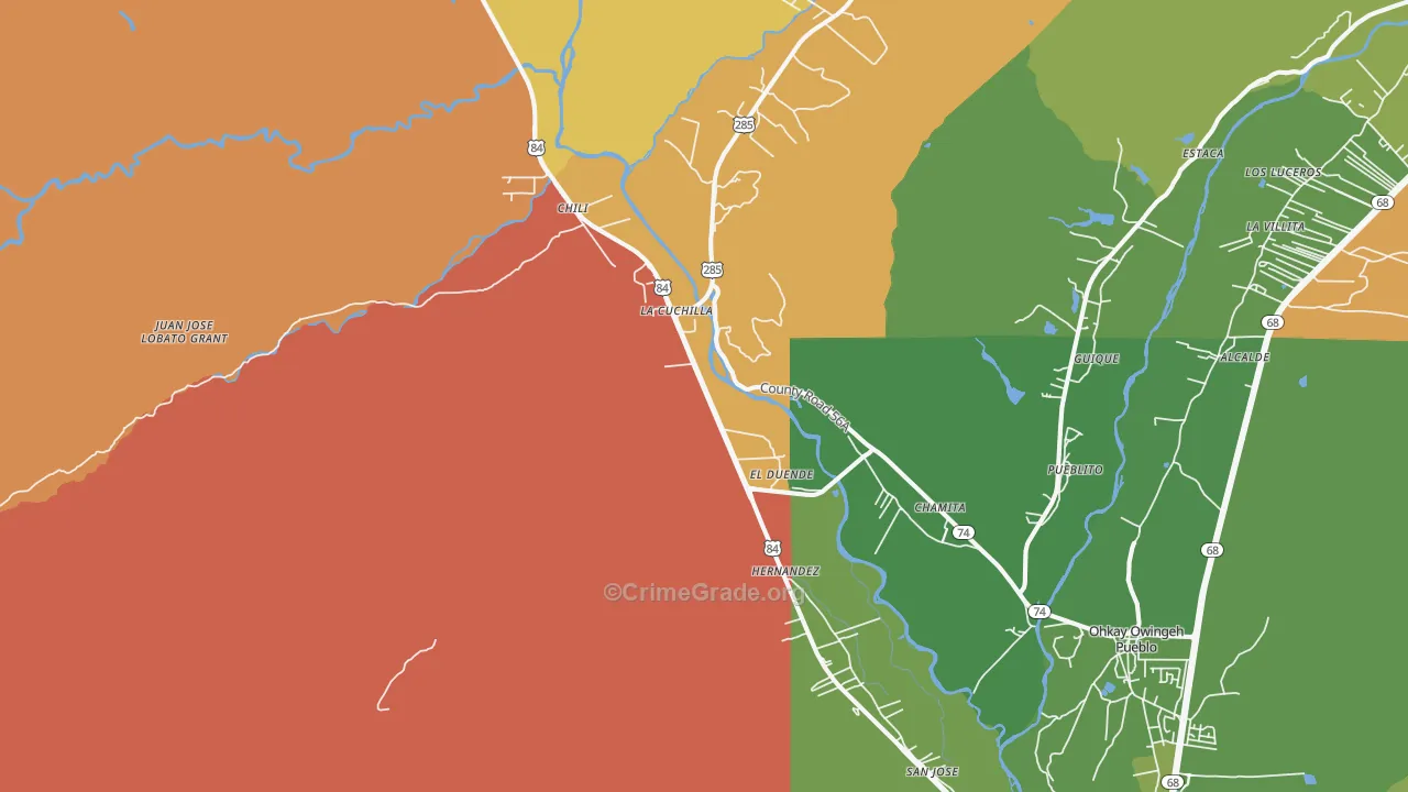 87537, NM Map of Drug-Related Crime Rates