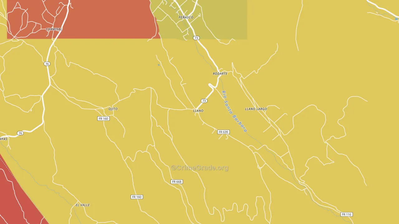 87543, NM Map of Drug-Related Crime Rates