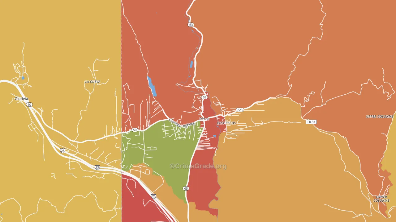 87552, NM Map of Drug-Related Crime Rates