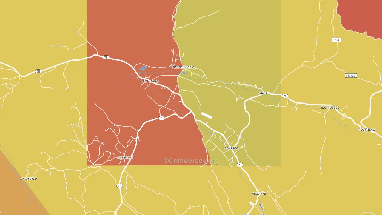 87553, NM Map of Drug-Related Crime Rates