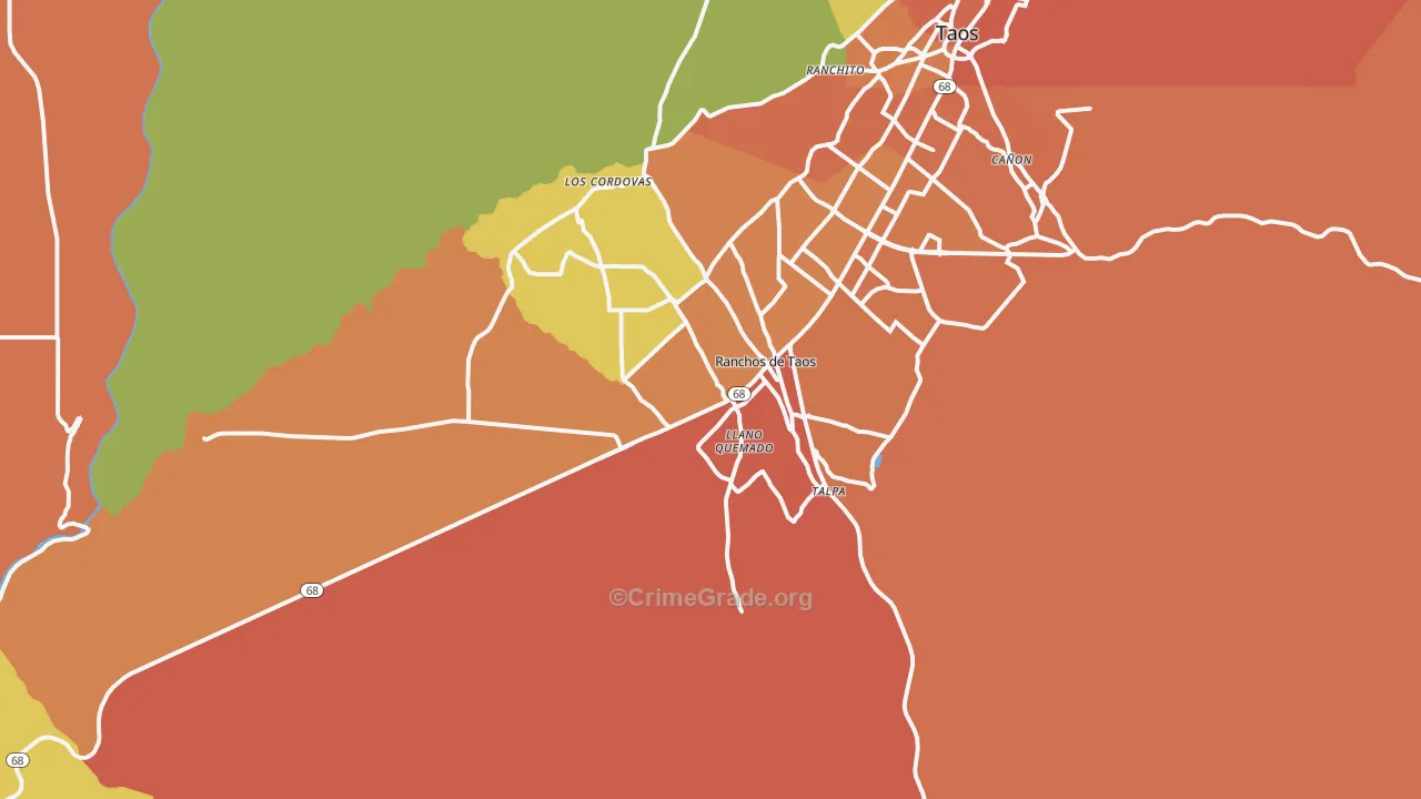 87557, NM Map of Drug-Related Crime Rates