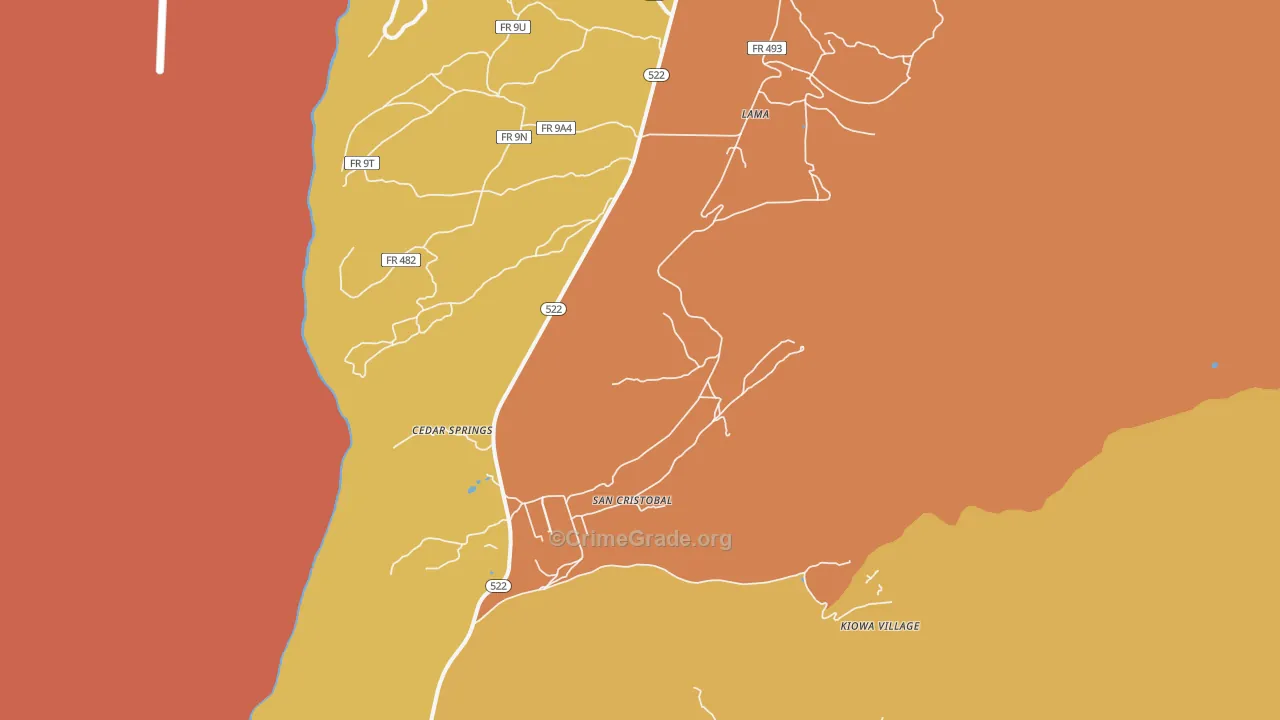 87564, NM Map of Drug-Related Crime Rates