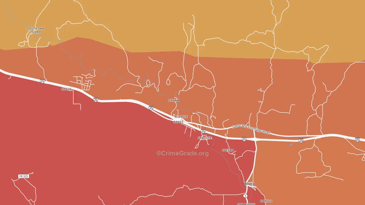 87565, NM Map of Drug-Related Crime Rates