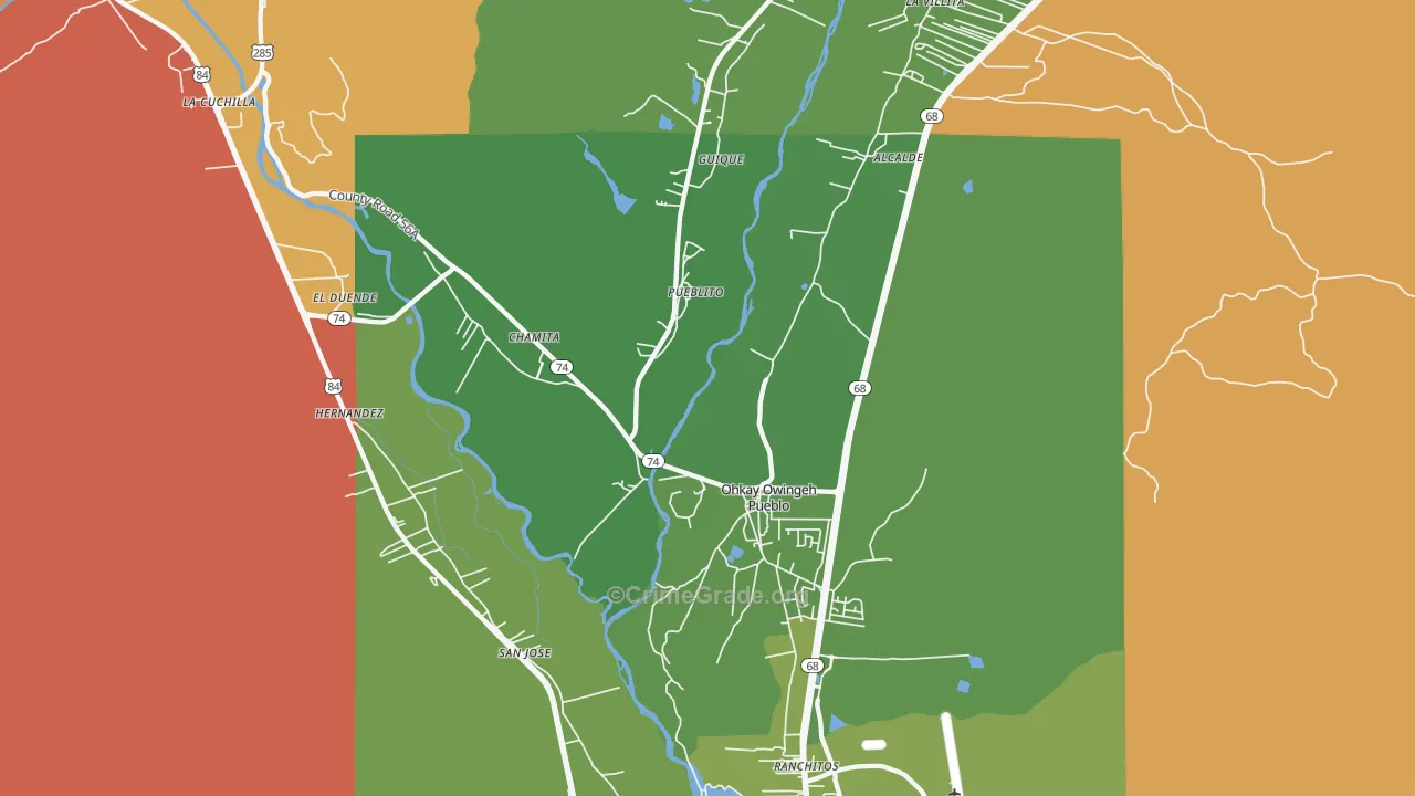 87566, NM Map of Drug-Related Crime Rates