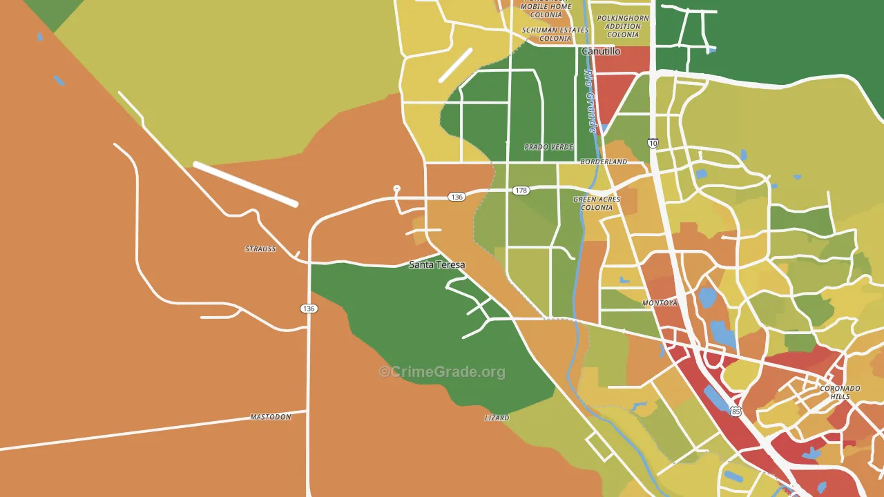88008, NM Map of Drug-Related Crime Rates
