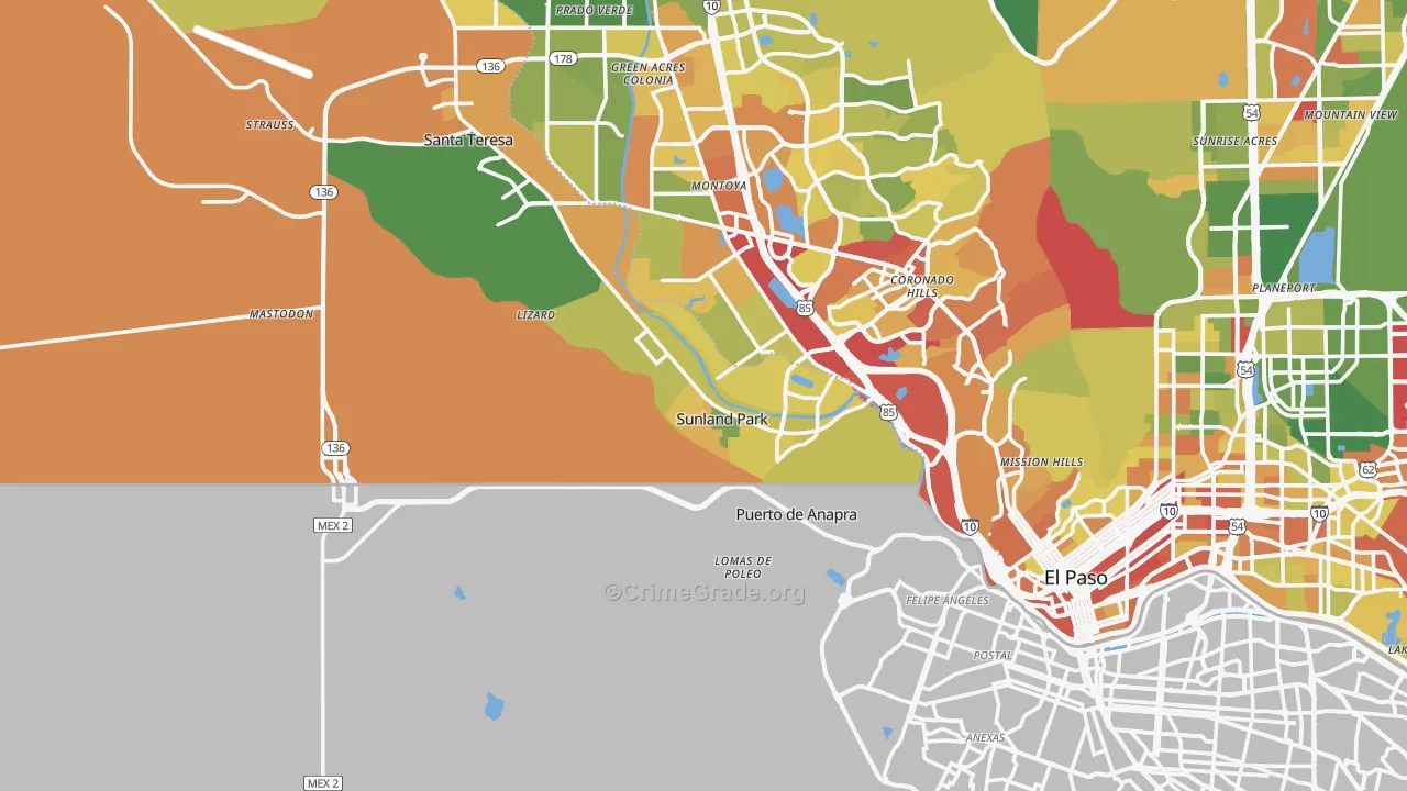 88063, NM Map of Drug-Related Crime Rates