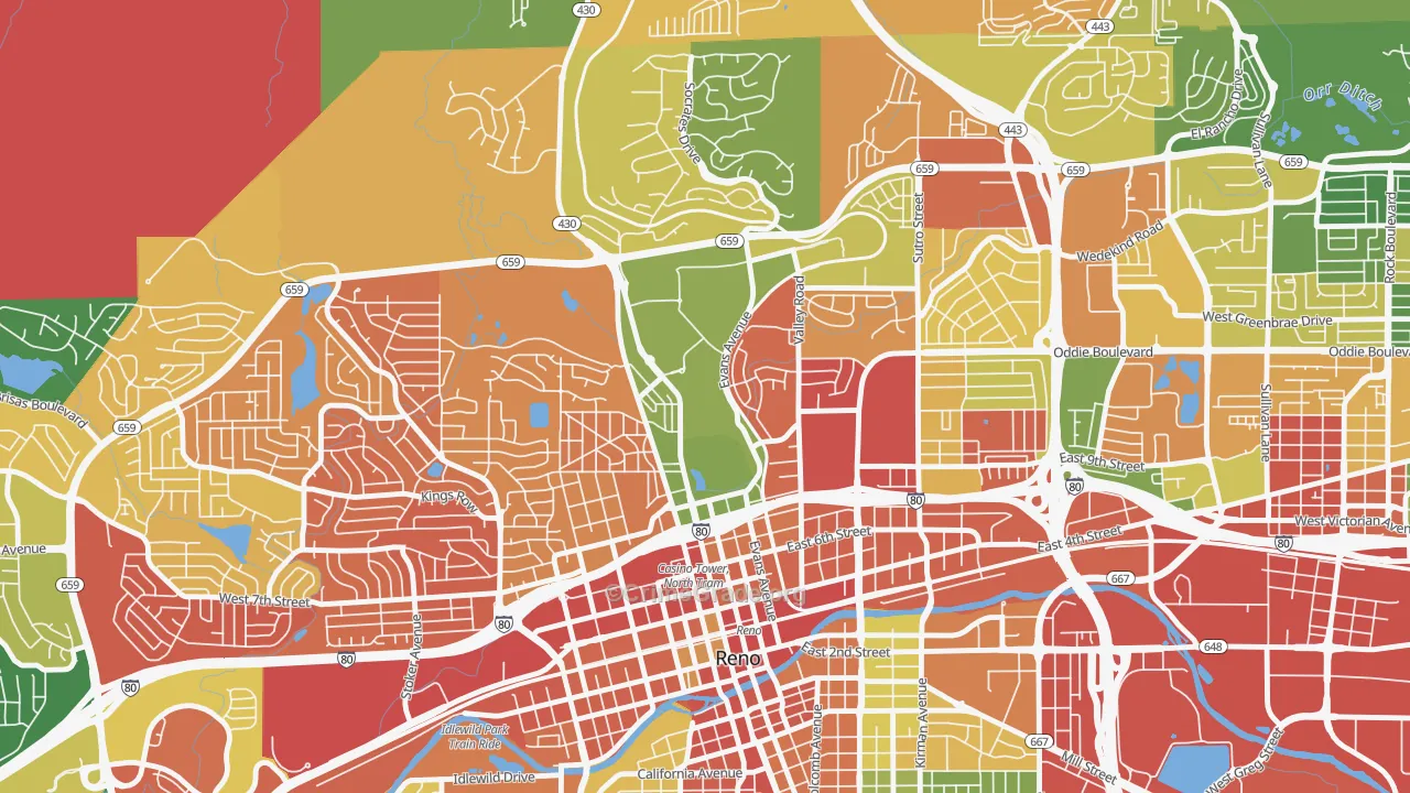 89557, NV Map of Drug-Related Crime Rates