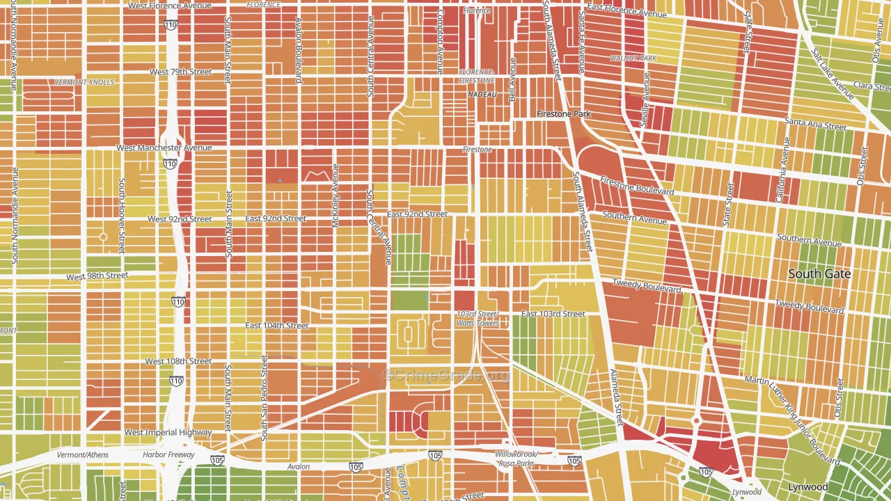 90002, CA Map of Drug-Related Crime Rates