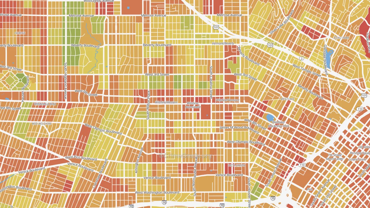 90010, CA Map of Drug-Related Crime Rates