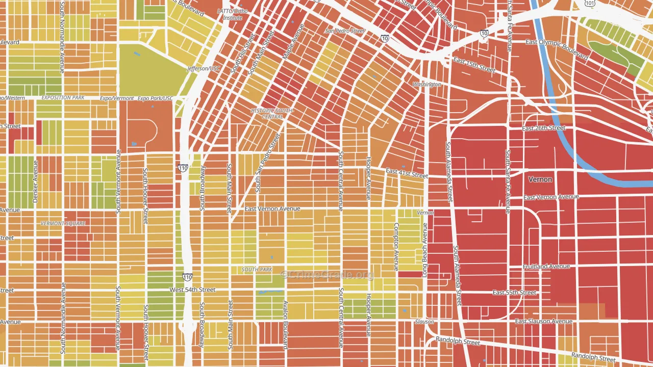 90011, CA Map of Drug-Related Crime Rates