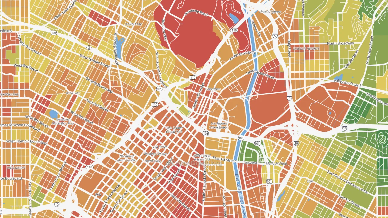90012, CA Map of Drug-Related Crime Rates