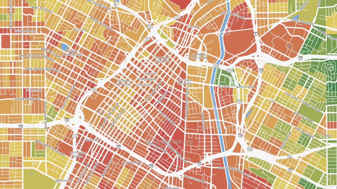 90013, CA Map of Drug-Related Crime Rates