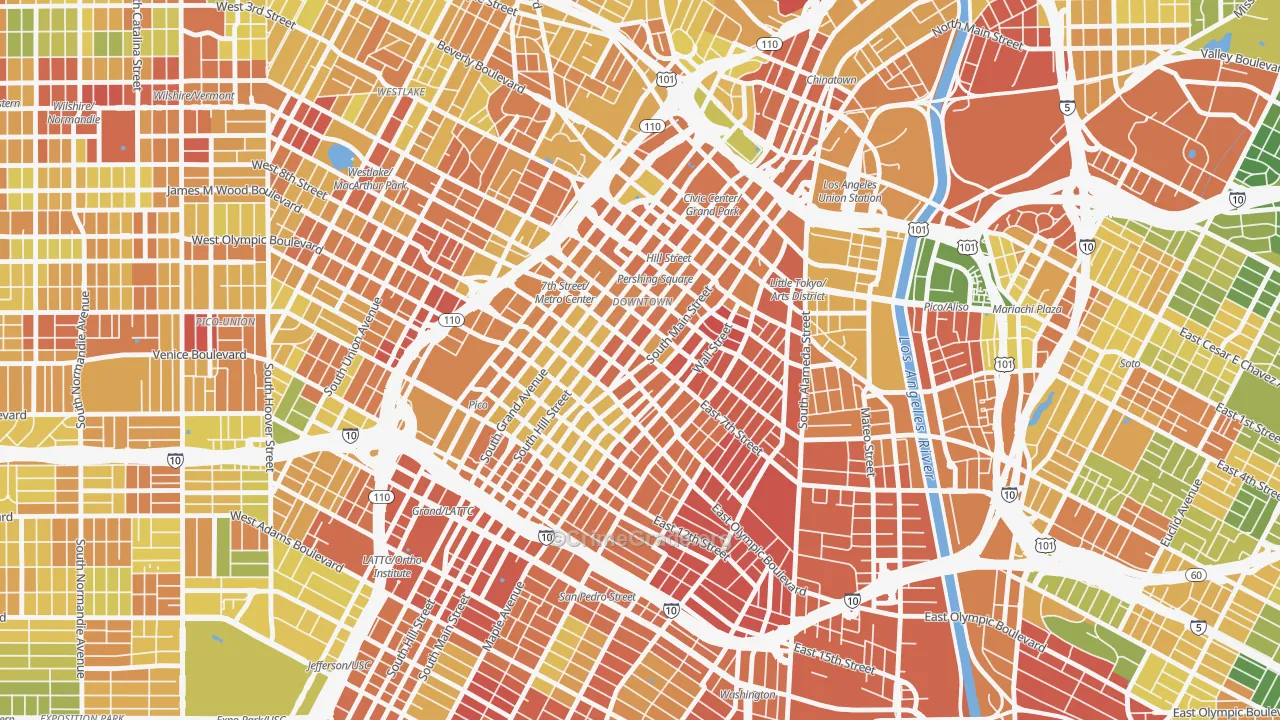 90014, CA Map of Drug-Related Crime Rates