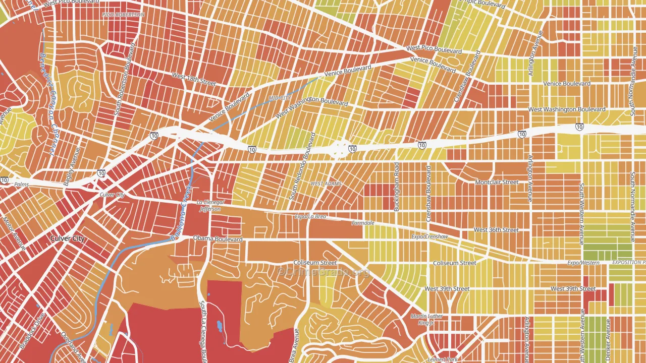 90016, CA Map of Drug-Related Crime Rates