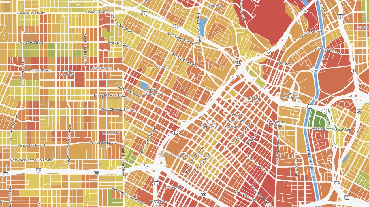 90017, CA Map of Drug-Related Crime Rates