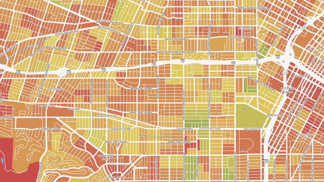 90018, CA Map of Drug-Related Crime Rates