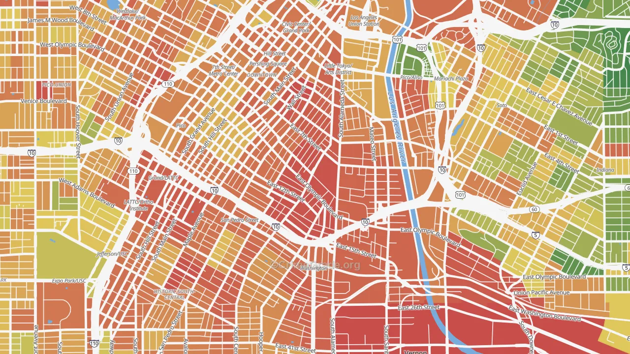 90021, CA Map of Drug-Related Crime Rates