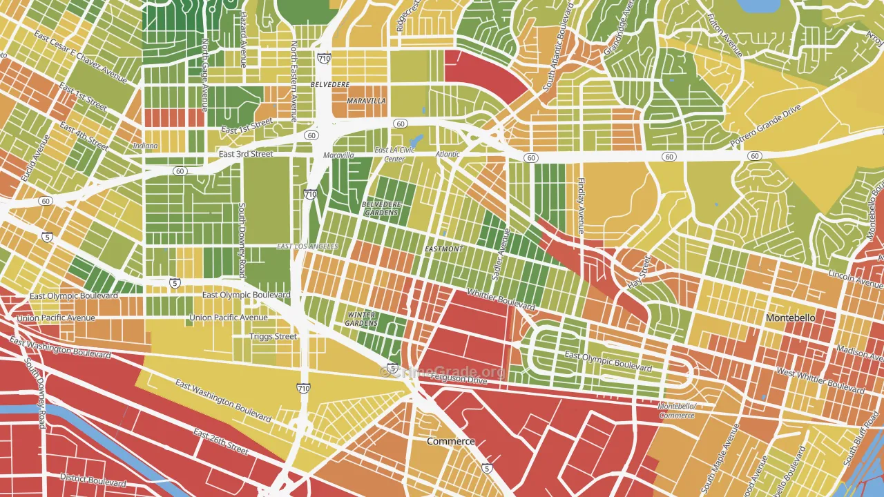 90022, CA Map of Drug-Related Crime Rates