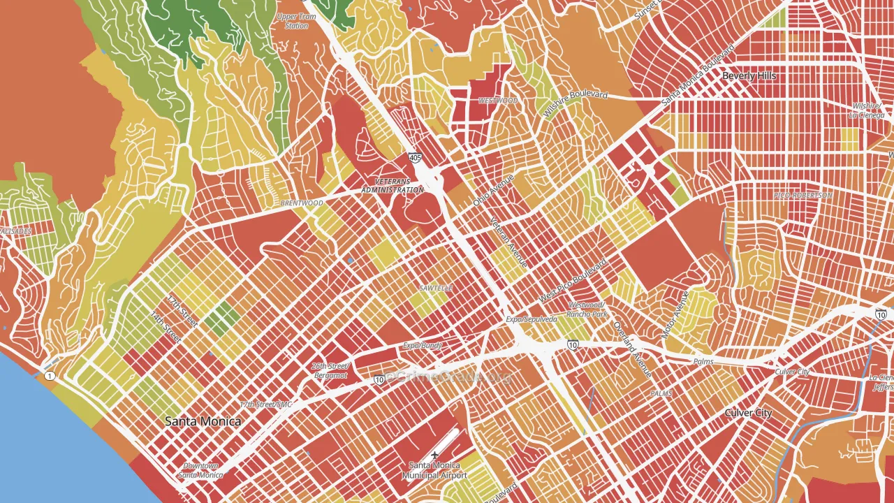 90025, CA Map of Drug-Related Crime Rates