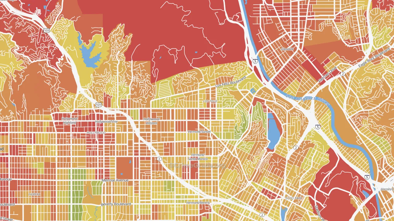 90027, CA Map of Drug-Related Crime Rates