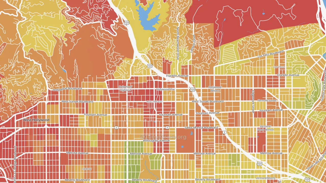 90028, CA Map of Drug-Related Crime Rates