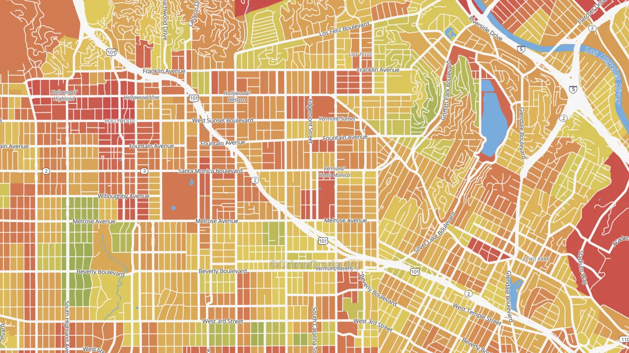 90029, CA Map of Drug-Related Crime Rates