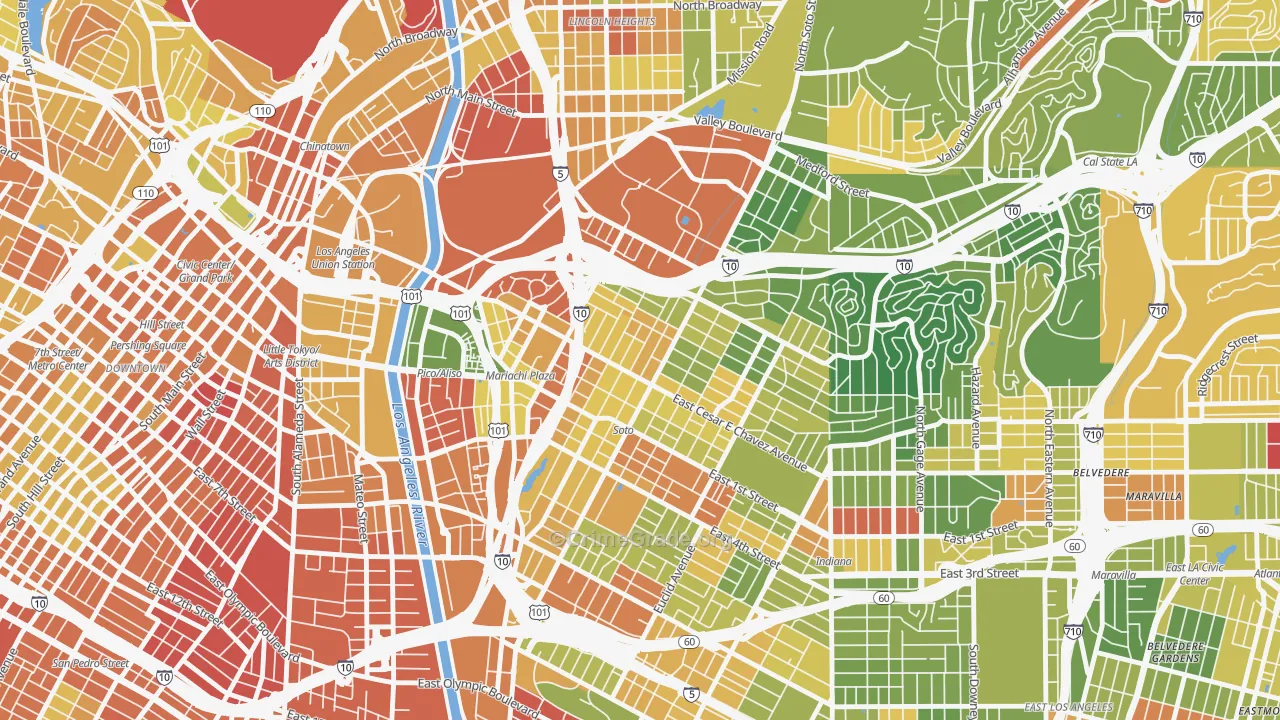90033, CA Map of Drug-Related Crime Rates
