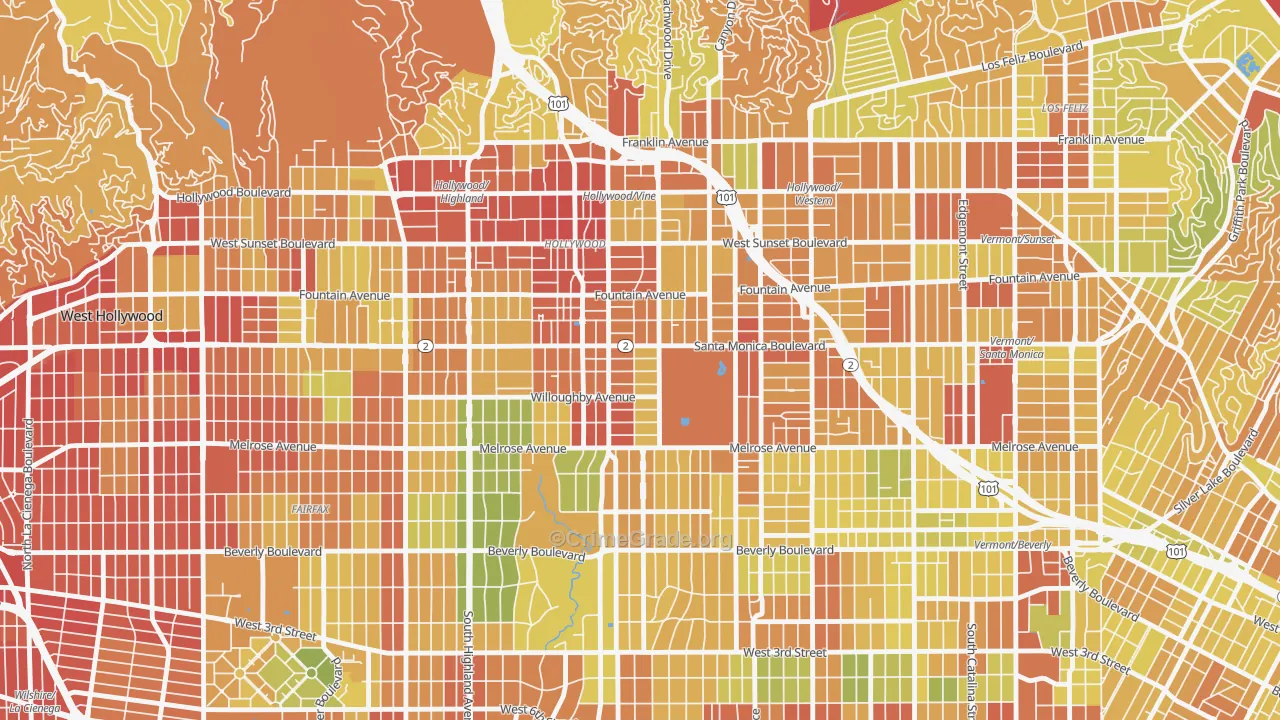 90038, CA Map of Drug-Related Crime Rates