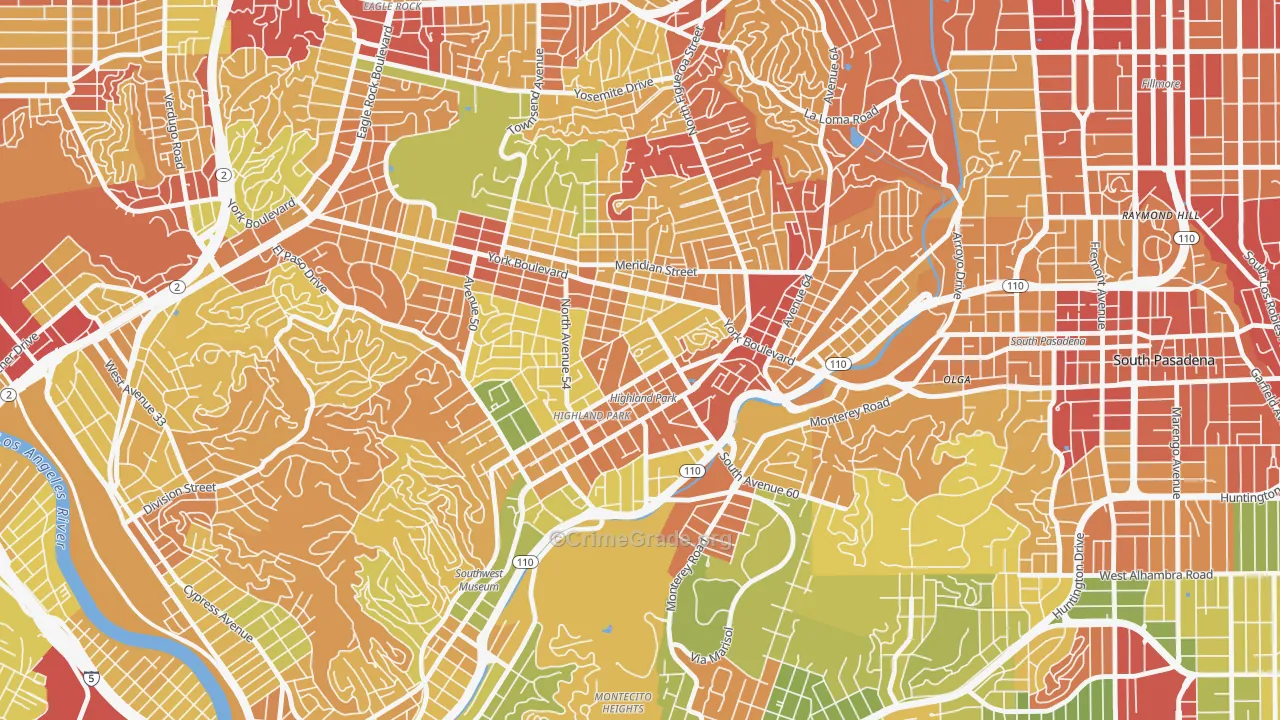 90042, CA Map of Drug-Related Crime Rates