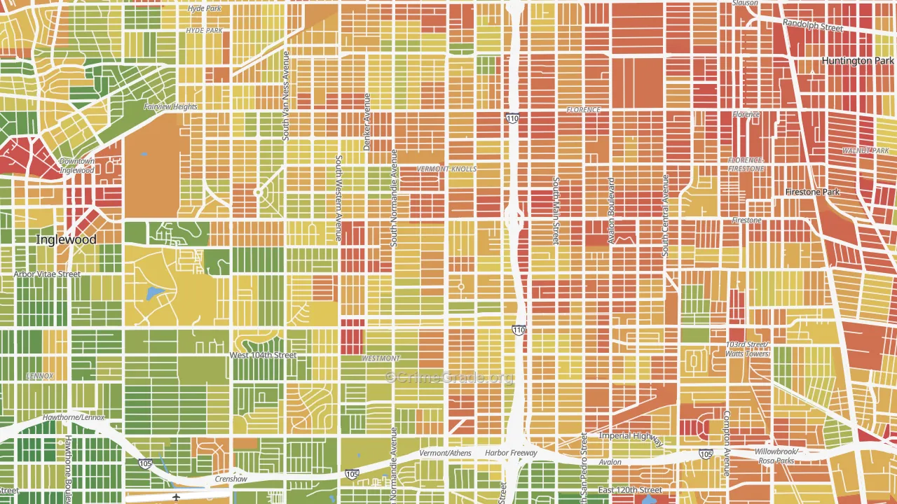 90044, CA Map of Drug-Related Crime Rates
