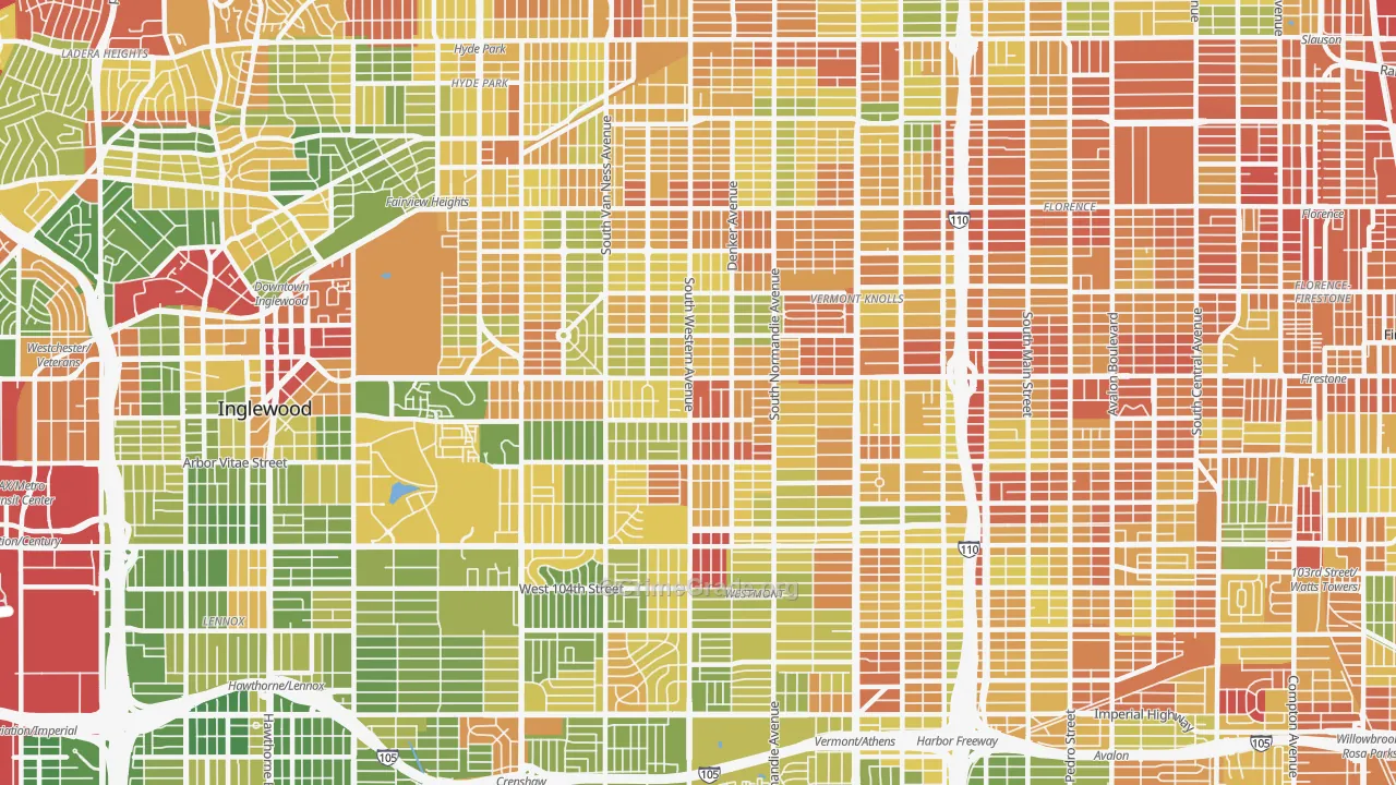 90047, CA Map of Drug-Related Crime Rates