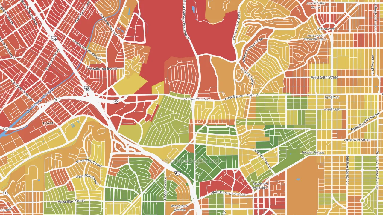 90056, CA Map of Drug-Related Crime Rates