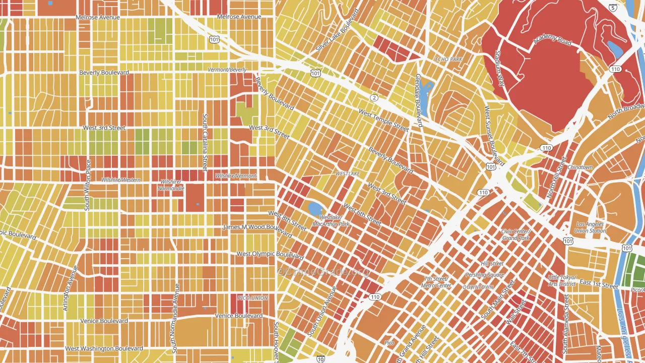 90057, CA Map of Drug-Related Crime Rates