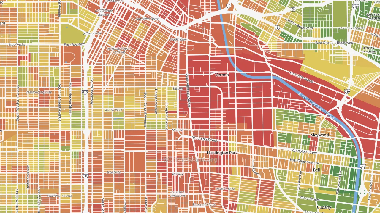 90058, CA Map of Drug-Related Crime Rates