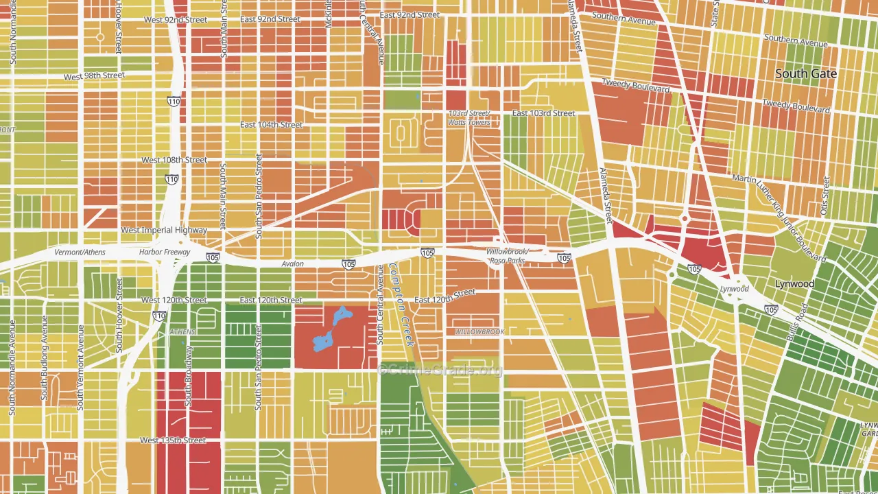 90059, CA Map of Drug-Related Crime Rates