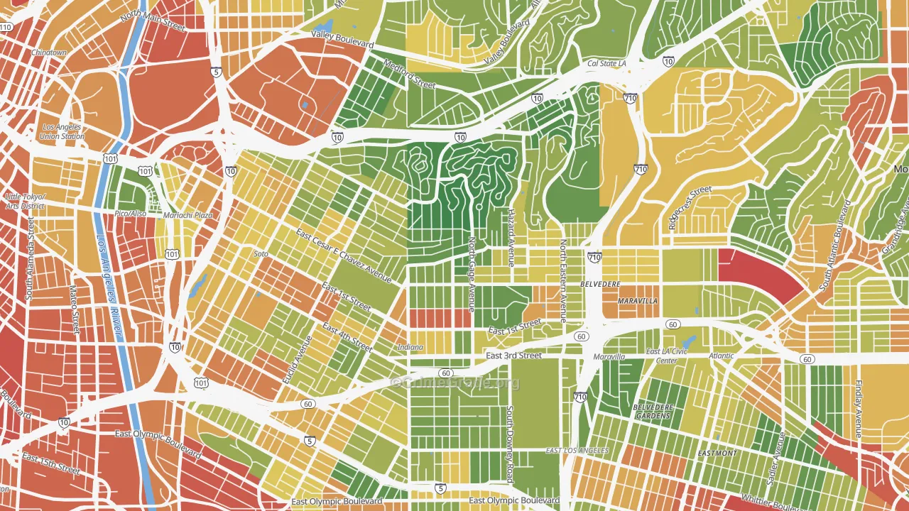 90063, CA Map of Drug-Related Crime Rates