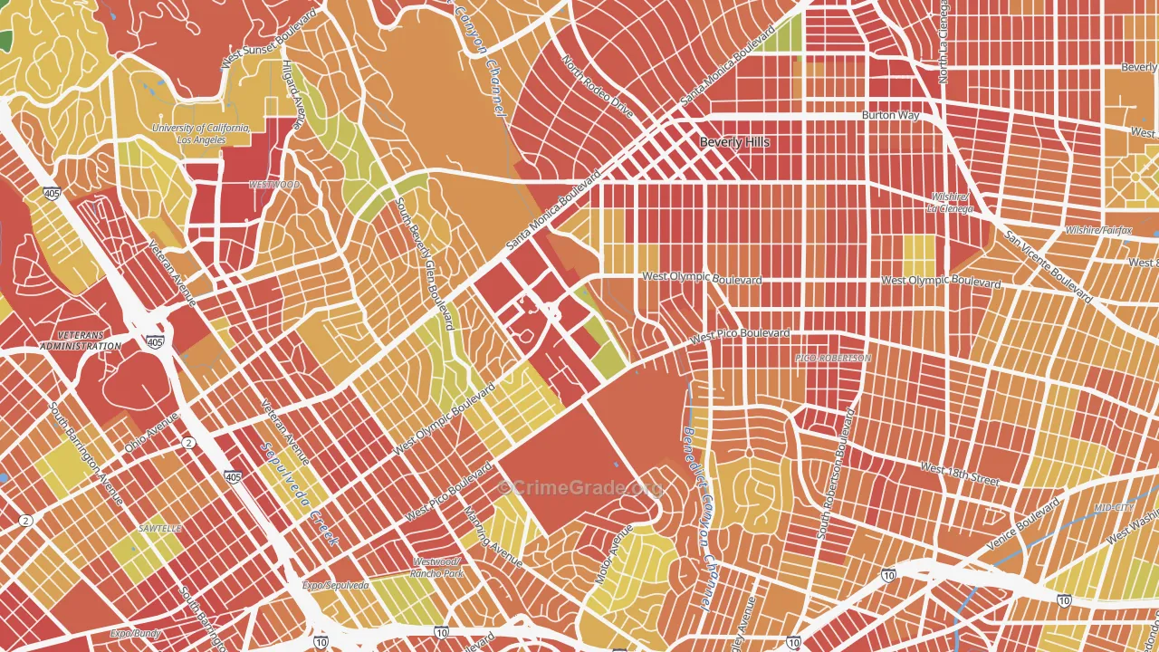 90067, CA Map of Drug-Related Crime Rates