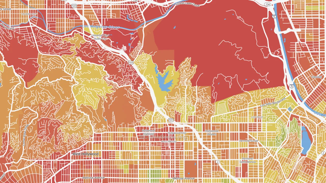 90068, CA Map of Drug-Related Crime Rates