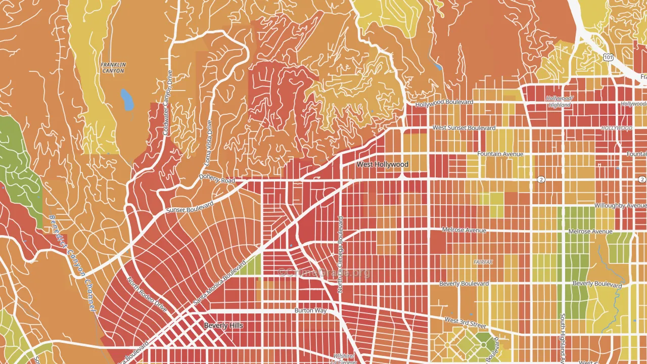 90069, CA Map of Drug-Related Crime Rates