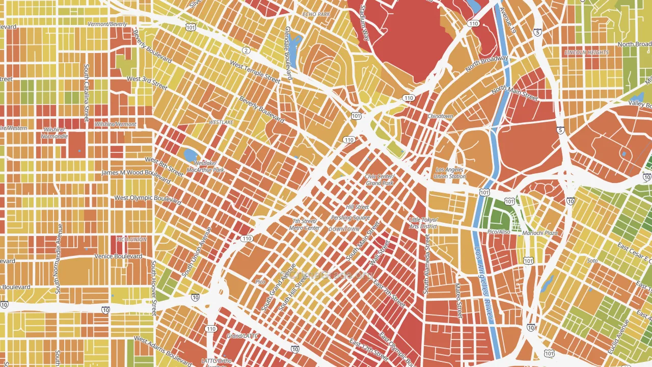 90071, CA Map of Drug-Related Crime Rates