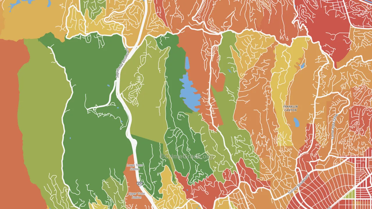 90077, CA Map of Drug-Related Crime Rates