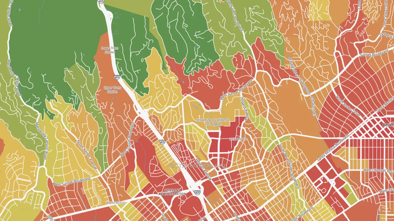 90095, CA Map of Drug-Related Crime Rates