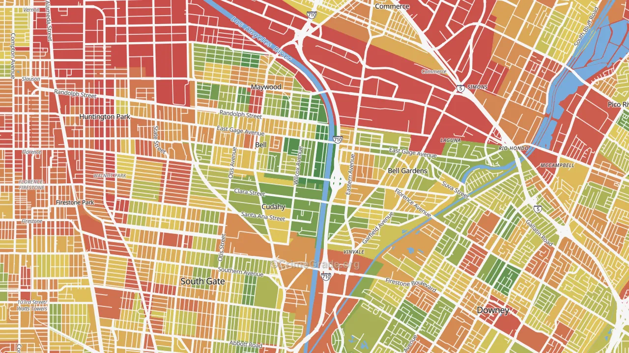 90201, CA Map of Drug-Related Crime Rates