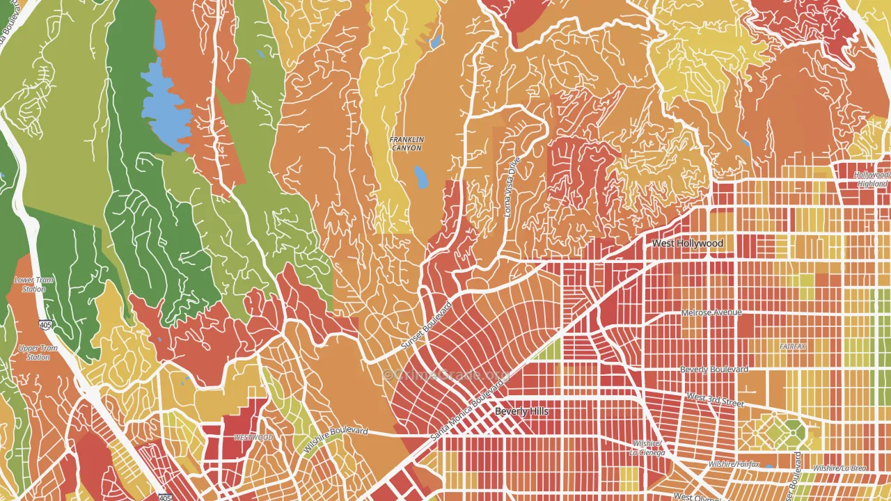 90210, CA Map of Drug-Related Crime Rates